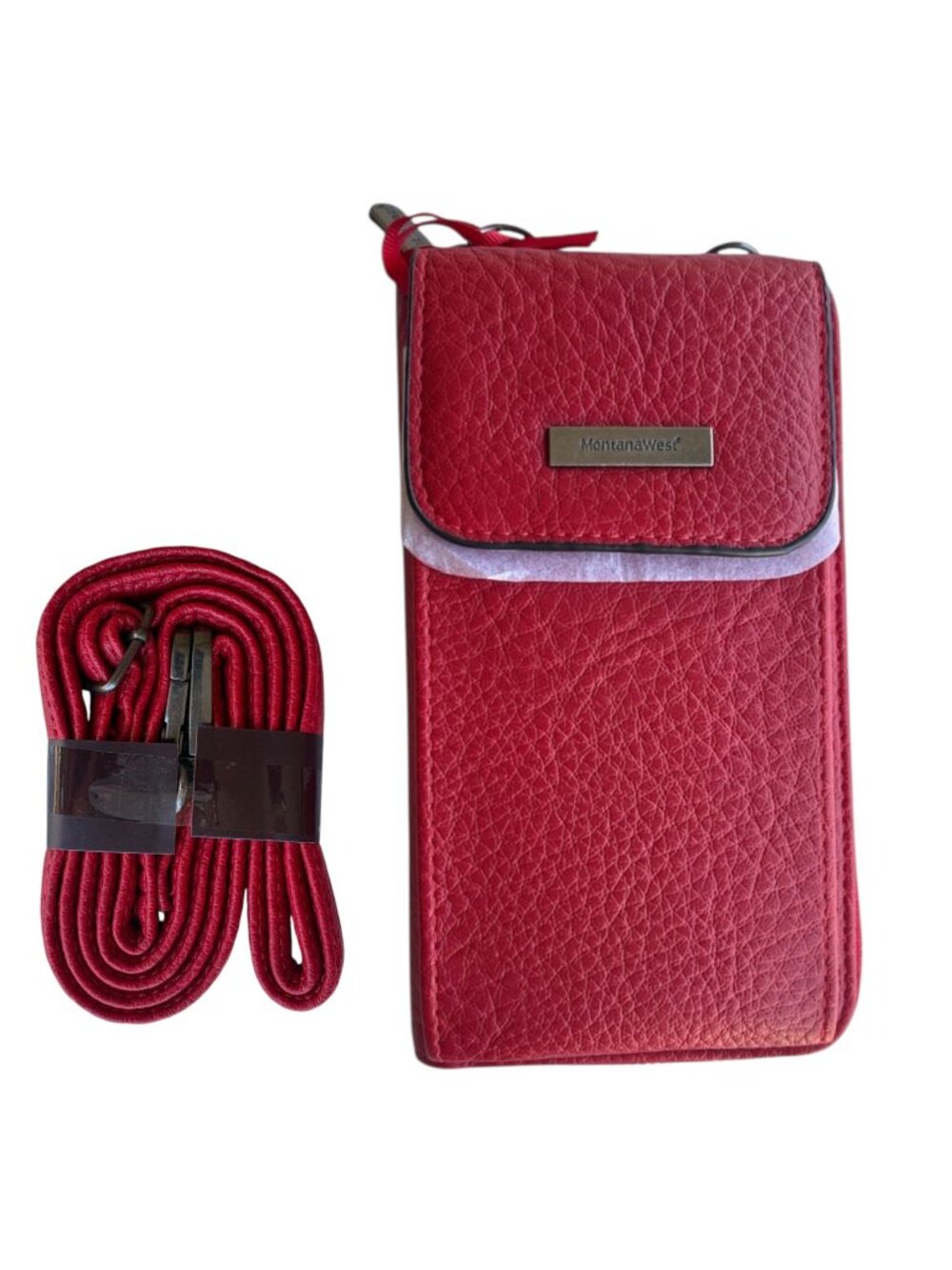 Montana West Crossbody Wallet, Cell Phone Holder, Removable Strap - Red / NWT